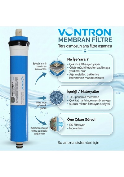 Kapalı Kasa İki Tarafı Quick 5 Li Filtre Seti Nsf Ve Wras Belgeli Vontron Membranlı Set