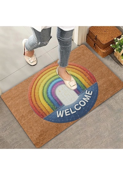 Valerine Life Gökkuşağı Kapısı Welcome Kapı Önü Paspası 45x70cm