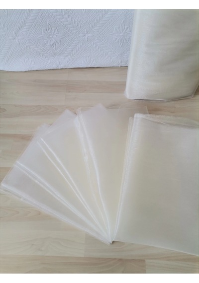 5 Adet Ekru 100x300 Kristal Tül Düğün Bohça Süsü Nikah Bohça Süsü Nişan Bohça Süsleme Tülü