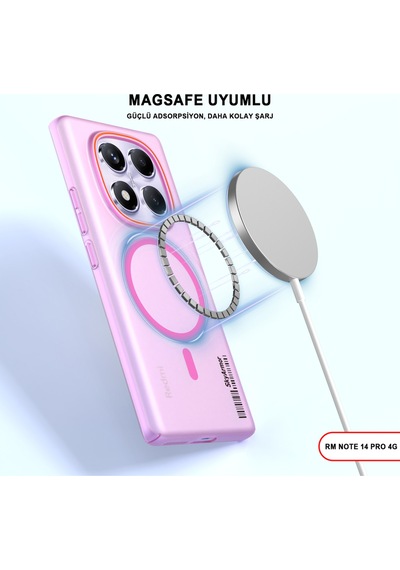 Redmi Note 14 Pro 4g Magsafe Uyumlu Mat Sert Klein Kılıf Pembe