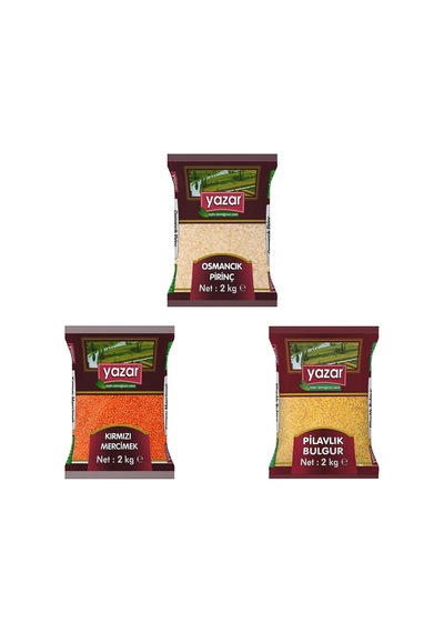 Yazar Kuru Gıda Seti 2kg Osmancık+2kg Kırmızı+2kg Pilavlık Bulgur 6kg Toplam
