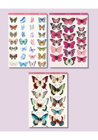 6'lı Kelebek Temalı Sticker Seti 12x17 Cm Bullet Journal,scrapbook,ajanda Ve Planlayıcı Diğer