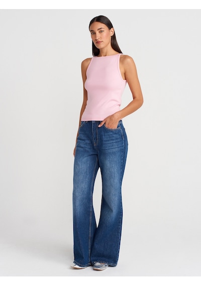 Dilvin 21048 Halter Yaka Top-toz Pembe Toz Pembe