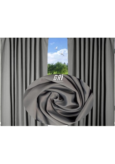 En 290 Cm Yükseklik 250 Cm Pilesiz Blackout Karartma Fon Perde.gr Gri
