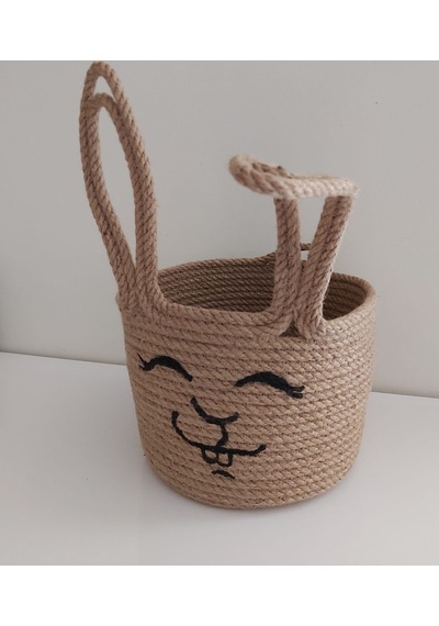 Hasır Sepet Tavşan 18x13 cm