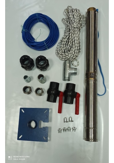 4sd16/9 3hp Alarko Trifaze 25 Mt Yassı Kablolu 50 Mt Halatlı Çift Vanalı Akıtma Başlıklı Takım Dalgıç Pompa
