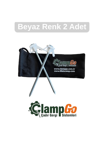 Clampgo Sert Zemin Çadır-tente-tarp Kazığı 8 Mm Kalınlığında 21 Cm Uzunluğunda 2 Adet Beyaz