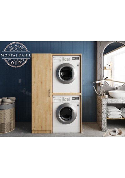 Almera Çamaşır Ve Kurutma Makinesi Dolabı Banyo Dolabı Meşe Meşe