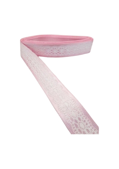 Tafta Dantel Görünümlü Kurdele Pembe 25 Mm 5 Metre