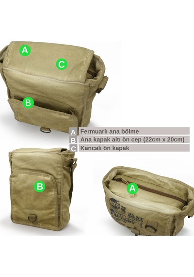 Old Cotton Cargo 8184 Camel Krem Salaş Kanvas Postacı Çantası Camel
