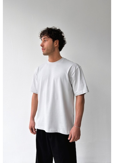 Flaw Atelıer Basic Oversize Fit Taş Rengi Tişört-29502