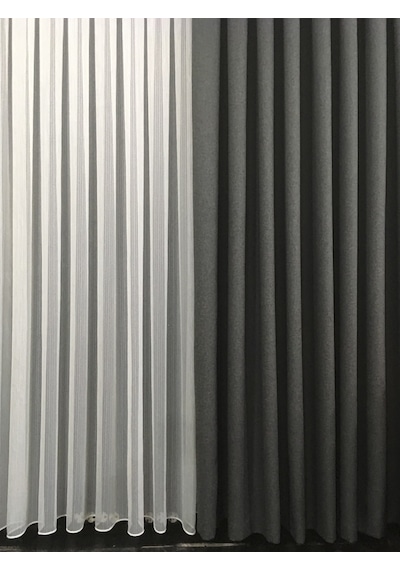 Perdefony Keten Fon Perde Koyu Gri