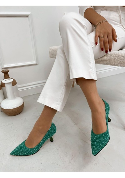 Ervanın Butiği Yeşil Tüvit Freda Kadın Stiletto-3861