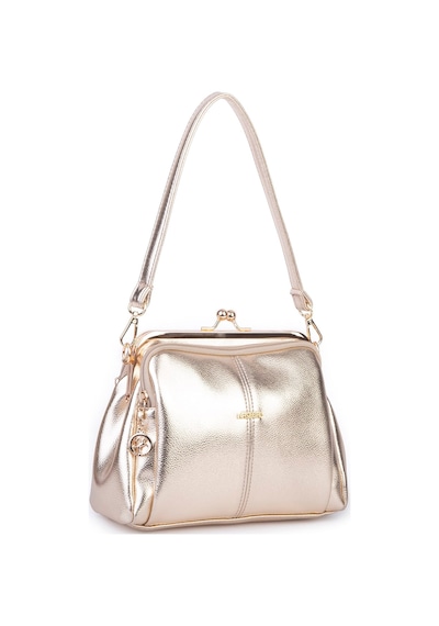 Nas Bag Burslu Klipsli Vintage Omuz Ve Çapraz Çanta 23x20 Cm Ebatlarındadır Gold Altın