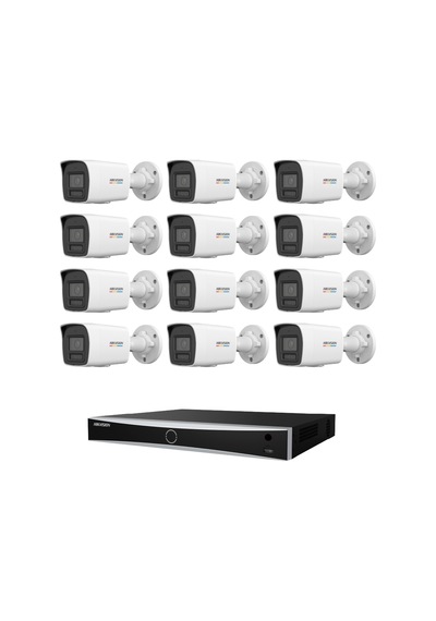 Hikvision 4 Mp 12 Kameralı Colorvu 3.0 Aı İp Güvenlik Kamera Seti Dahili Mikrofonlu
