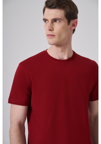 Morven Erkek Bordo Basic Bisiklet Yaka Dynamic Fit Pamuk T-shirt 26yc018008750 Bordo