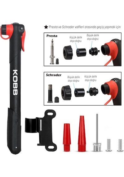 Kobb Kb21 87 Psı Bisiklet Lastik Şişirme Taşınabilir Mini El Pompası + Bisiklet Montaj Aparatı