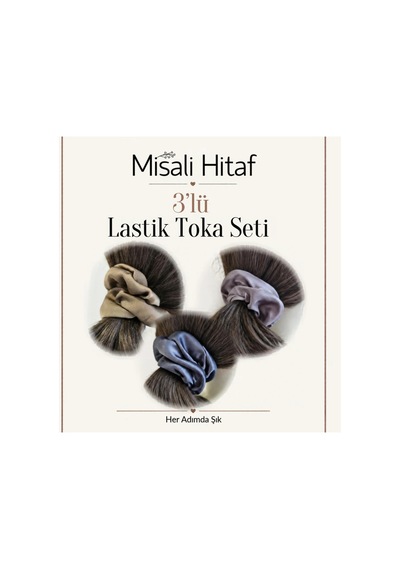 3'lü Lastik Toka Seti Kadın Saç Tokası Saç Lastiği Kahverengi - Lila - Gri