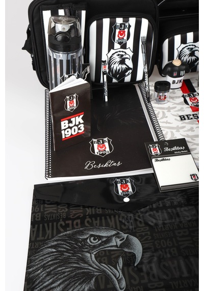 X Dekomus Lisanslı Beşiktaş Full Kırtasiye Seti 3d Kartal Büyük Boy Okul,beslenme Ve Kalem Çantası,beslenme Kabı,matara Seti Açık Gri
