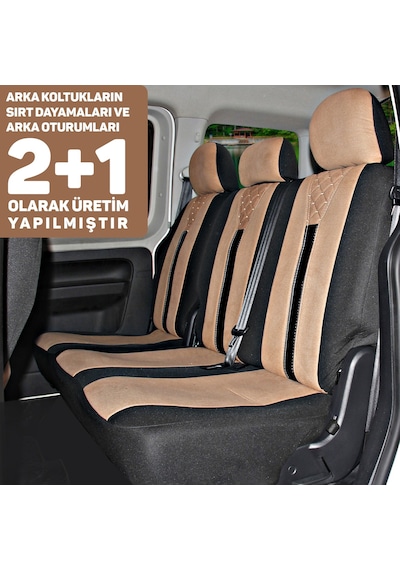 T1 Serisi Volkswagen Caddy 2003-2010 Uyumlu Taba Ticari Tay Tüyü Koltuk Kılıfı