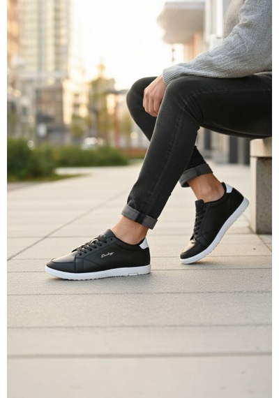 Enoch Erkek El Yazısı Nakış Detaylı Düz Tabanlı Günlük Casual Spor Ayakkabı Sneaker Siyah - Beyaz Enoch Erkek El Yazısı Nakış Detaylı Düz Tabanlı Günlük Casual Spor Ayakkabı Sneaker Siyah - Beyaz