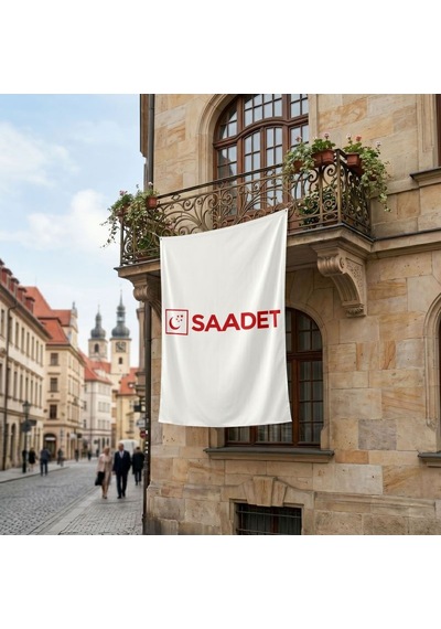 Saadet Partisi Bayrağı Beyaz Premium Raşel Kumaş 150x225 Cm Diğer