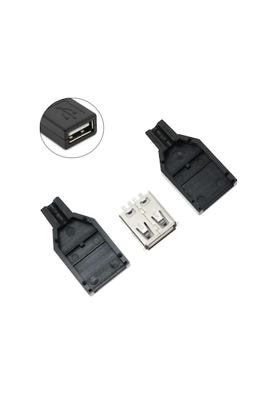 Kutulu Usb Type A Dişi Soket Usb 2.0 4 Pin Plastik Kapak Dıy Tip Elektronik
