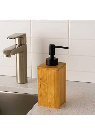 Bambu Sıvı Sabunluk, Modern Siyah Pompalı, 17x7x7 Cm 000 Açık Krem