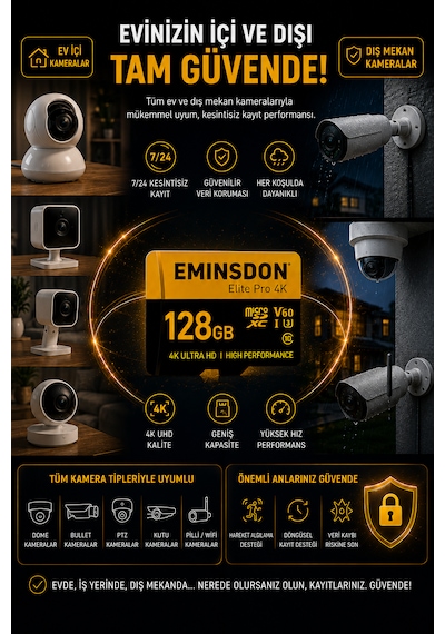 Elite Pro 128gb Hafıza Kartı 4k Drone Araç Aksiyon Telefon Ev Kamerasıyla Uyumlu