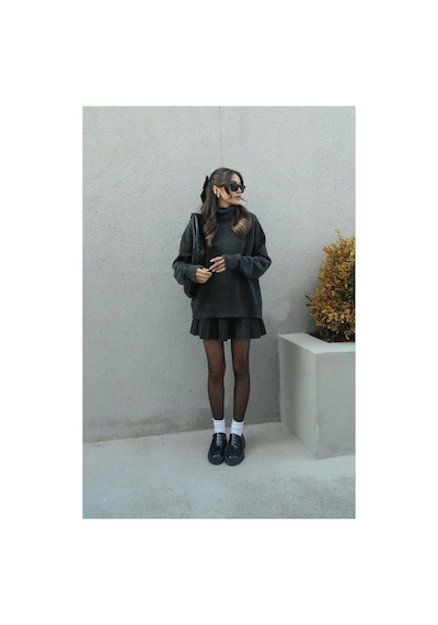 Cloudy Kids Kadın Pileli Mini Etek Balıkçı Yaka Kazak Alt Üst Premium Triko Takım Antrasit - 663656990 Antrasit Cloudy Kids Kadın Pileli Mini Etek Balıkçı Yaka Kazak Alt Üst Premium Triko Takım Antrasit - 663656990 Antrasit
