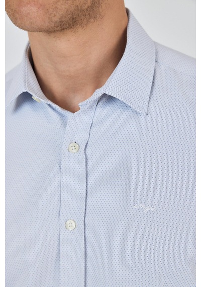 İmza Uzun Kol Desenli Armürlü Sert Yaka Cepsiz Pamuklu Classic Slim Fit Gömlek 1004250184 Koyu Lacivert