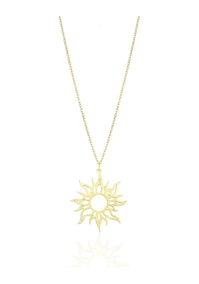 Oya Silver Golden Nomad 24k Altın Kaplama Gümüş Tasarım Güneş Kolye Oyot315