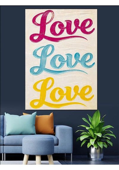 Ahşap Tablo Renkli Love Yazısı Posteri