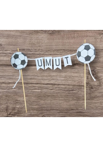 Futbol Konseptli Doğum Günü İsimli Pasta Süsü Fleması