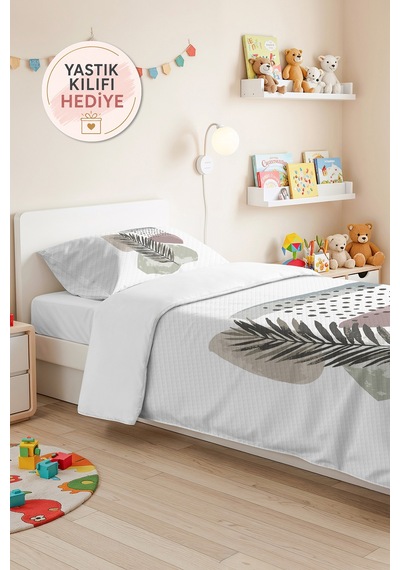Botanik Yeşil Minimal Tek Kişilik Pike Takımı - Geometrik Antrasit Bej 160x220 Cm Yatak Örtüsü Esintili Kabuğu Demi