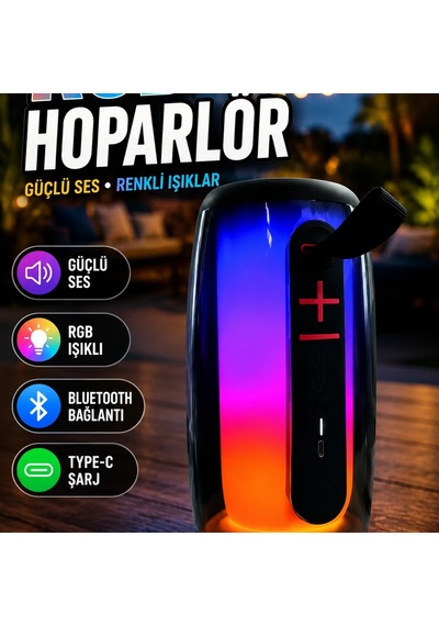 Rgb Led Işıklı Bluetooth Hoparlör Type-c Şarjlı Taşınabilir Kablosuz Speaker