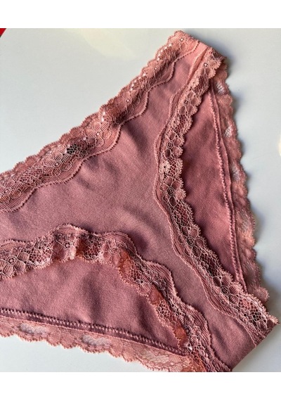 Arlet Kadın Pamuklu Rahat Günlük Kullanım Dantelli Slip/külot Li Gül Kurusu