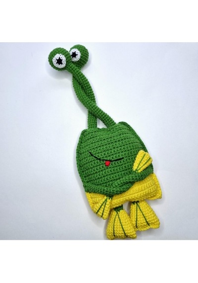 1-3 Yaş Hareketli Kurbağa Örme Çekçekk Amigurumi Hediyelik Oyunca