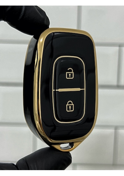 Dacia Uyumlu Duster Logan Sandero Nano Anahtar Kılıfı 2 Siyah Gold Renk