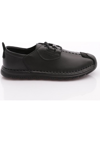 Dgn 9860 Erkek Dikiş Detayli Sneaker Ayakkabi Siyah Siyah Nubuk