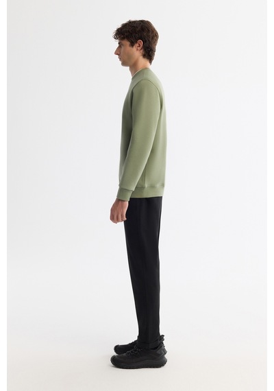 Avva Erkek Yeşil Bisiklet Yaka Pamuklu Şardonlu Baskılı Regular Fit Sweatshirt B001033