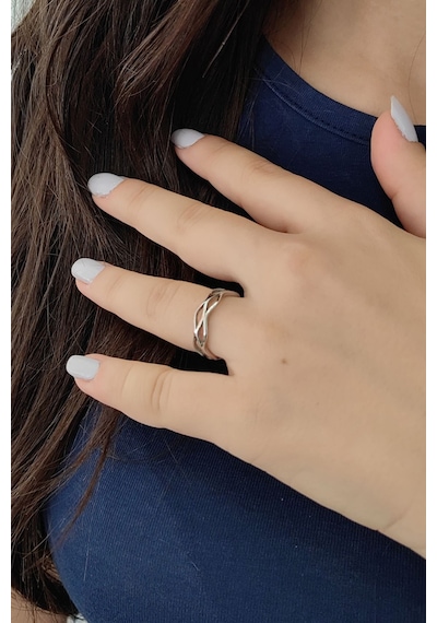 Chavin Çelik Silver Sarmal Model Bayan Yüzük Ev29by 001