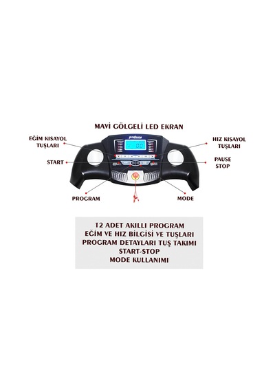 Pasifik Koşu Bandı - 2.25 Hp, Katlanılabilir, Kolay Kurulum, Led Gösterge, 0.8-14 Km/sa