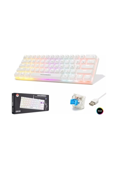 Hadron G508B Mekanik Oyuncu Klavyesi %60 Mini - RGB Blue Switch Q Beyaz