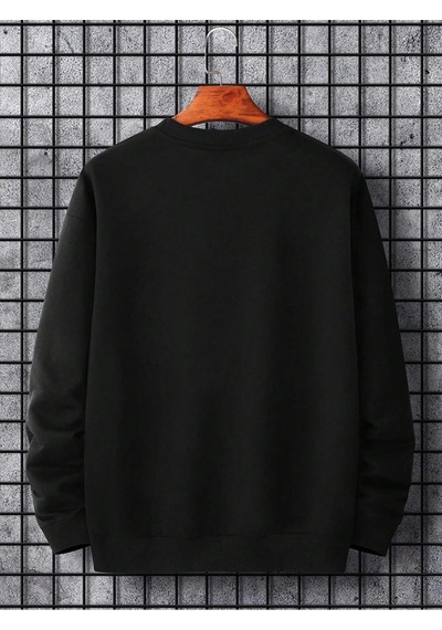 Startmore Adrift Manfinity Hypemode Mountain & Slogan Graphic Sweatshirt Siyah Siyah