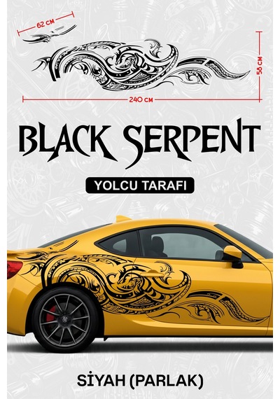 Black Serpent Yan Gövde Sticker Kaplama Siyah Parlak Yolcu - 864811967