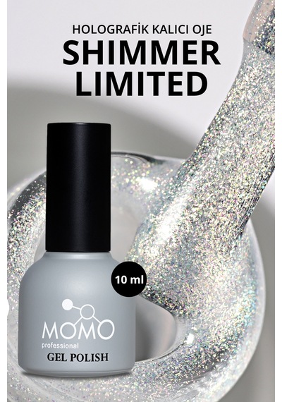 Momo Professional Shimmer Limited Holografik Kalıcı Oje Sl01 Rakı Beyazı Altın Simli 10 ML