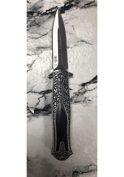 Lebron Aln Master - Gravür İşlemeli Stiletto Tarzı Kamp Çakı 22 Cm Çok Renkli