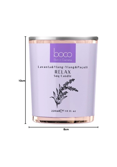 Aromatik Soya Mumu, Relax, Lavanta, Ylang Ylang, Paçuli Yağları İle Kokulandırılmış, Temiz Ve Uzun Yanan Dekoratif Soya Mumu /220 Gr
