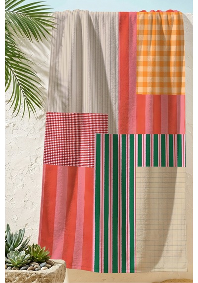 Çizgili Ekose Patchwork Plaj Havlusu-modern Bohem Renk Bloklu Havuz Deniz Hızlı Kuruyan Plaj Örtüsü Sisli Şeftali Çizgili Ekose Patchwork Plaj Havlusu-modern Bohem Renk Bloklu Havuz Deniz Hızlı Kuruyan Plaj Örtüsü Sisli Şeftali
